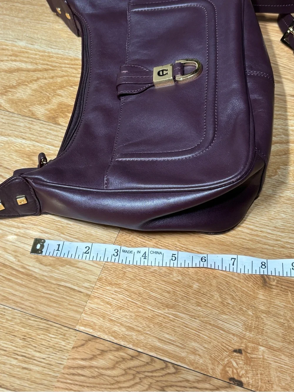 Etienne Aigner Burgundy Leather Shoulder Bag with Gold Hardware
